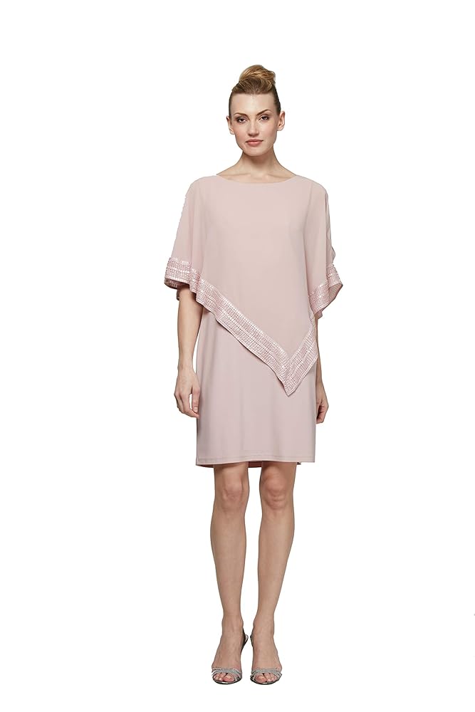 Amazon.com: S.L. Fashions Women's Foil Cape Chiffon Dress